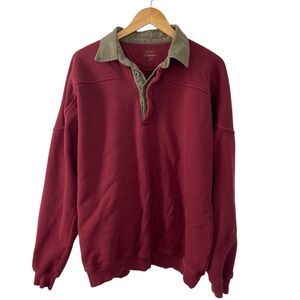 Vintage Cabela’s Pullover Collared Button Sweatshirt Maroon Fisherman Large